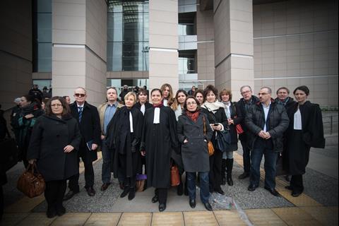International delegation of lawyers attending the Istanbul trial of lawyers charged with terrorism offences for defending PKK leader Abdullah Ocalan.